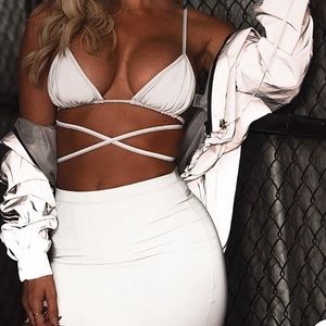 Fashion nova reflective skirt set